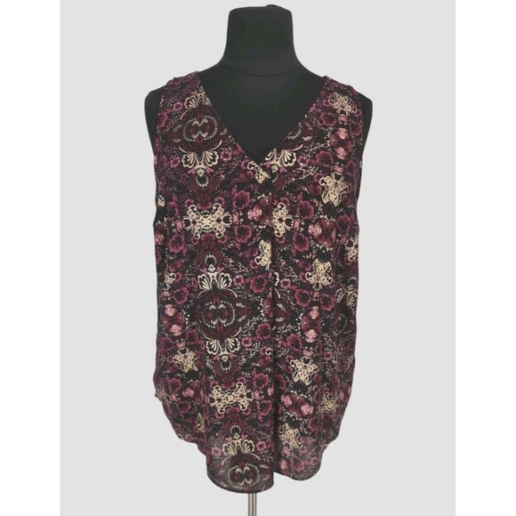 TORRID Womens Sleeveless Tank Top Plus Size 3X Floral Crew Neck No Stretch E8P - Picture 1 of 6
